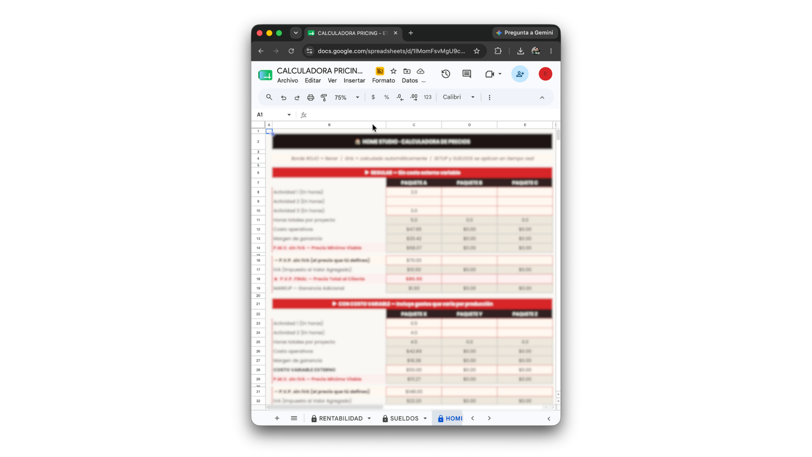 Calculadora de precios
